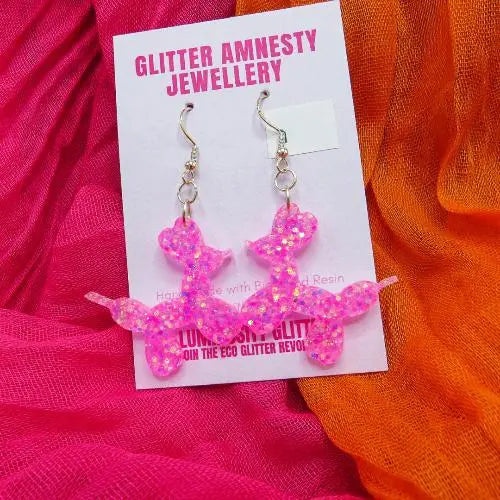 Bubblegum Pink Glitter Earrings