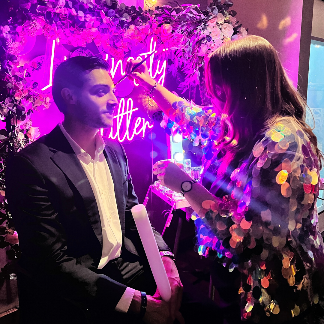 Glitter artist for Luminosity Glitter working at a corporate event in London