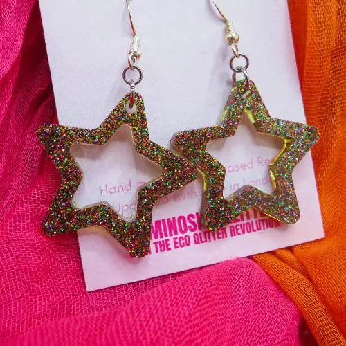 star hook earrings with glitter