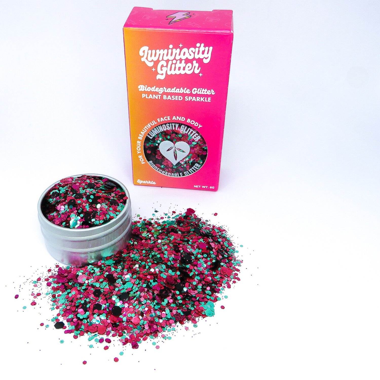 Watermelon face and body glitter made from eucalyptus cellulose