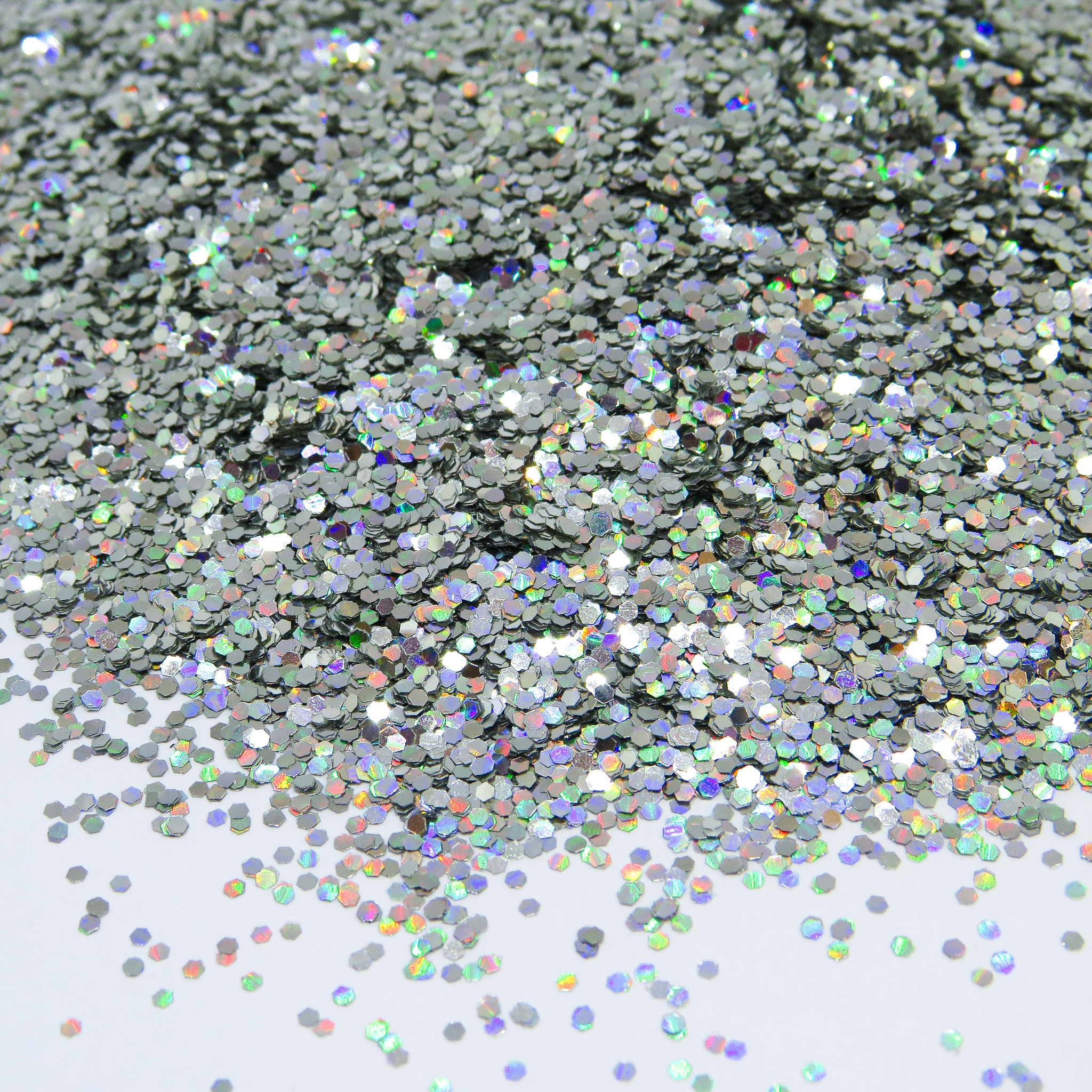 Holographic Silver Biodegradable Glitter, Cosmetic Grade Glitter