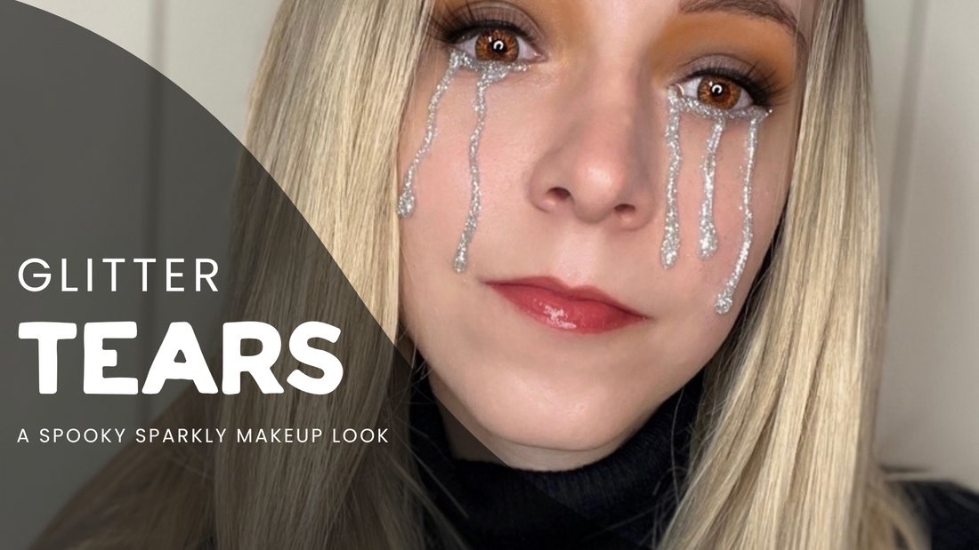 How to do silver glitter tears using glitter and a hot glue gun.