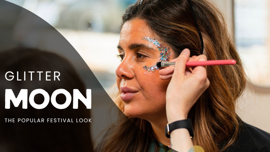 How to do a festival glitter crescent moon around the eye.