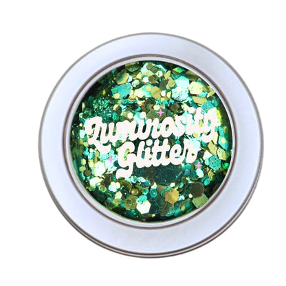 30 grams of green and gold eco glitter blend.