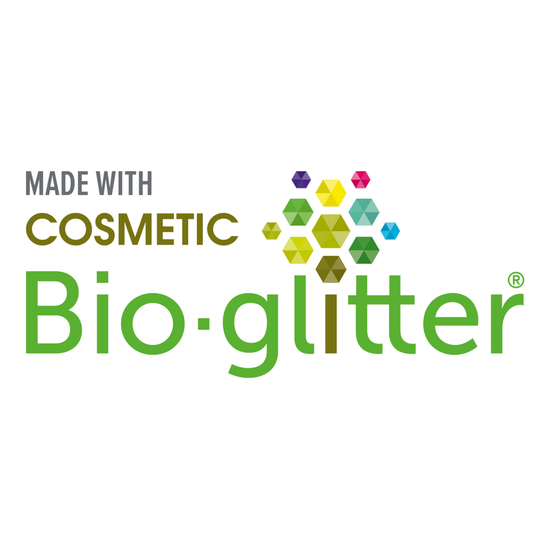 Made with cosmetic bioglitter logo