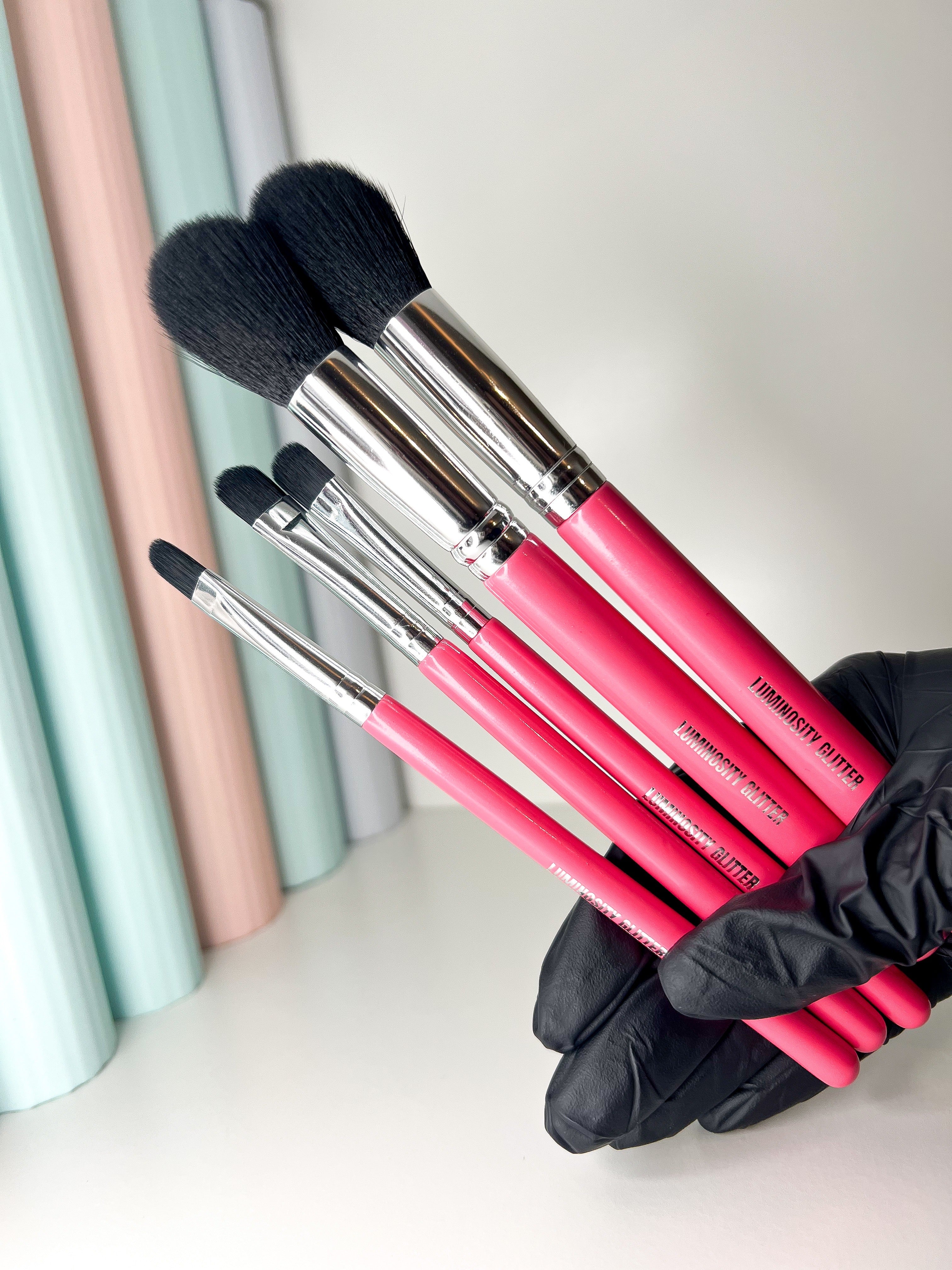 Hot Pink Luminosity Glitter Makeup Brushes