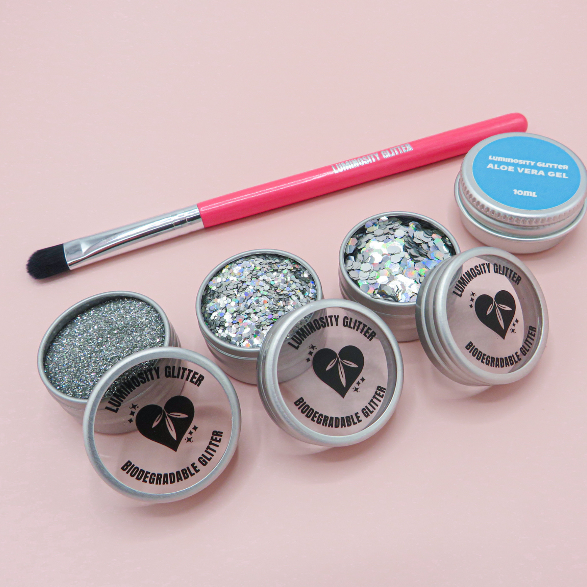 Holographic trio of biodegradable glitter by Luminosity Glitter for Christmas