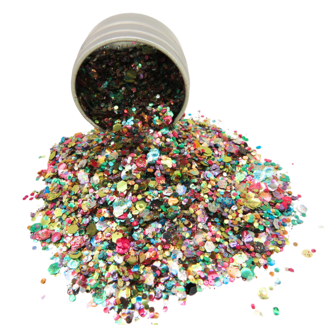 Astro bomb loose eco glitter for makeup and crafting.