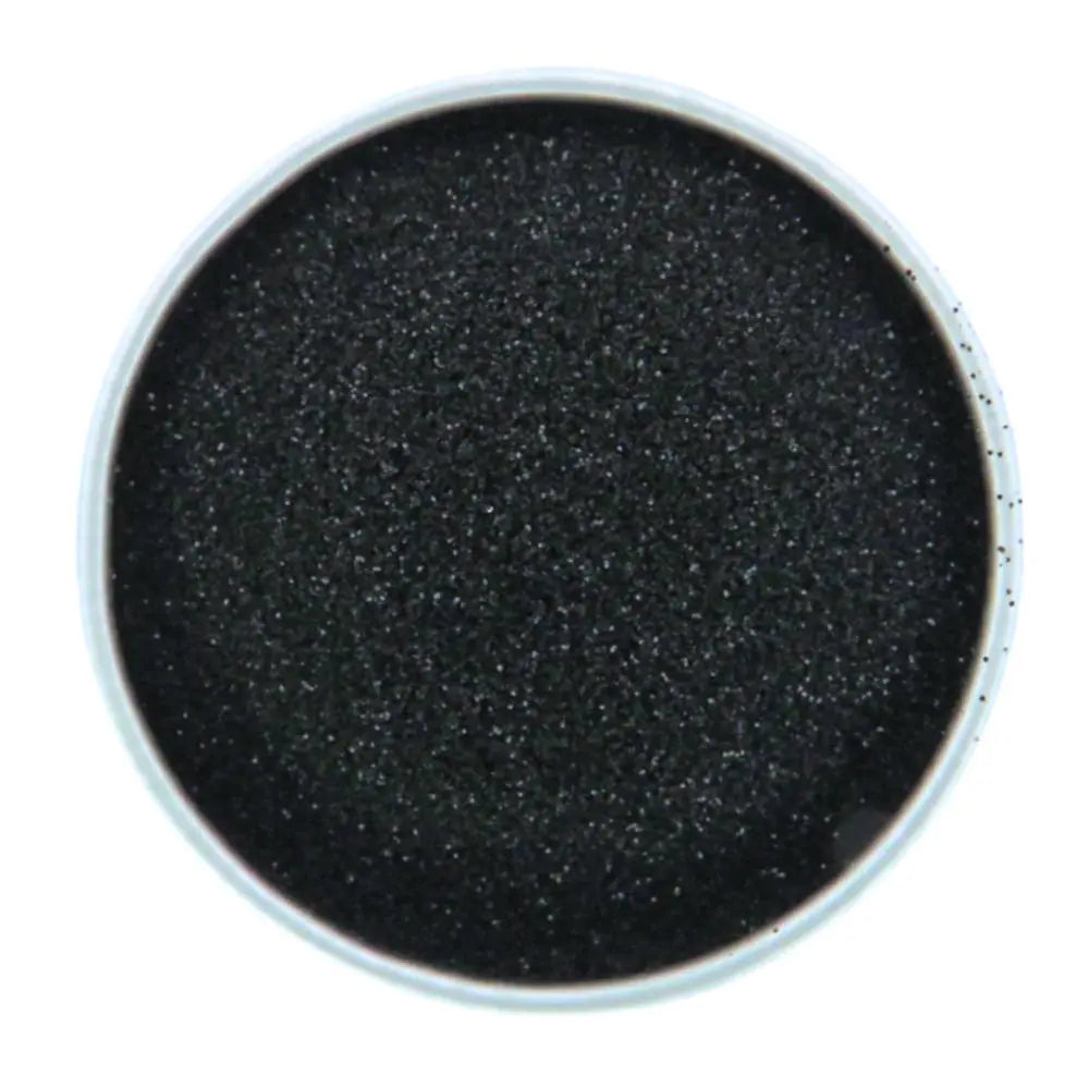 Black ultra fine eco friendly glitter for halloween and spooky makeup looks.