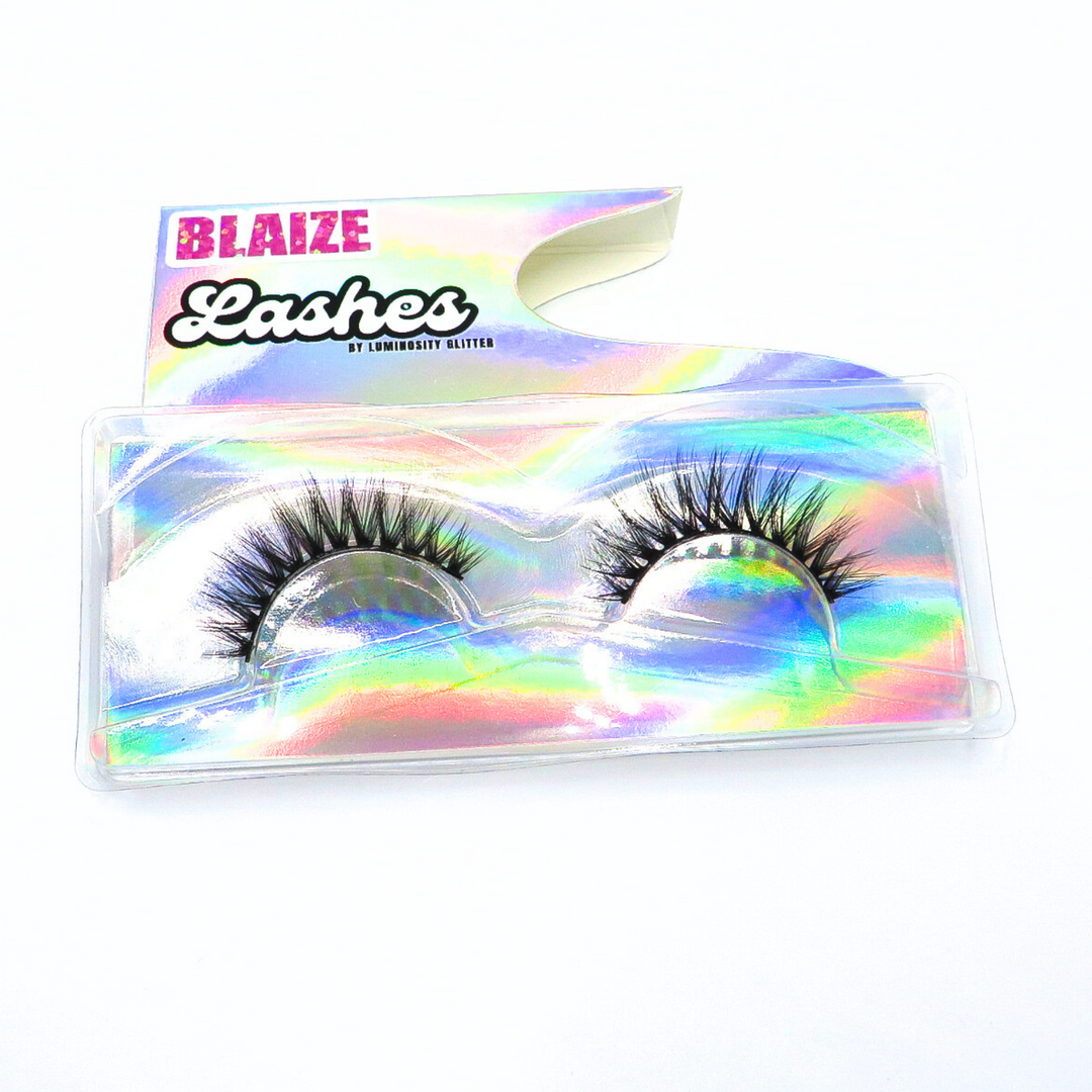 Blaize strip lashes for creative makeup looks by Luminosity glitter