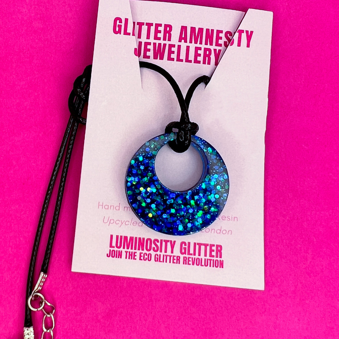 Blue glitter necklace by Luminosity Glitter
