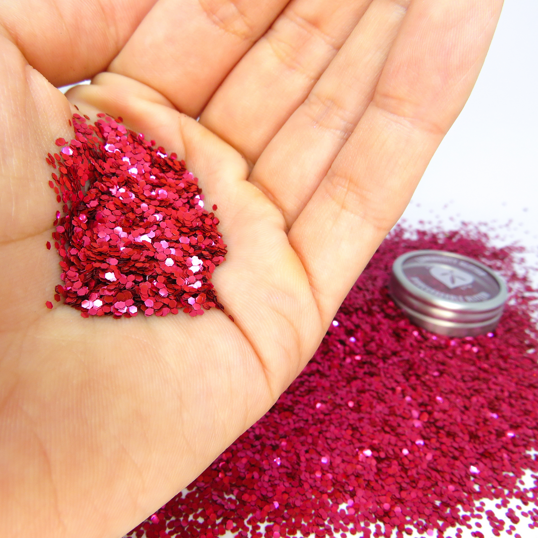 Red chunky glitter for face and body