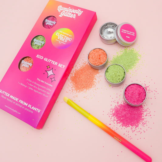 Btright chunky vivid glitter for festivals and bright makeup looks.