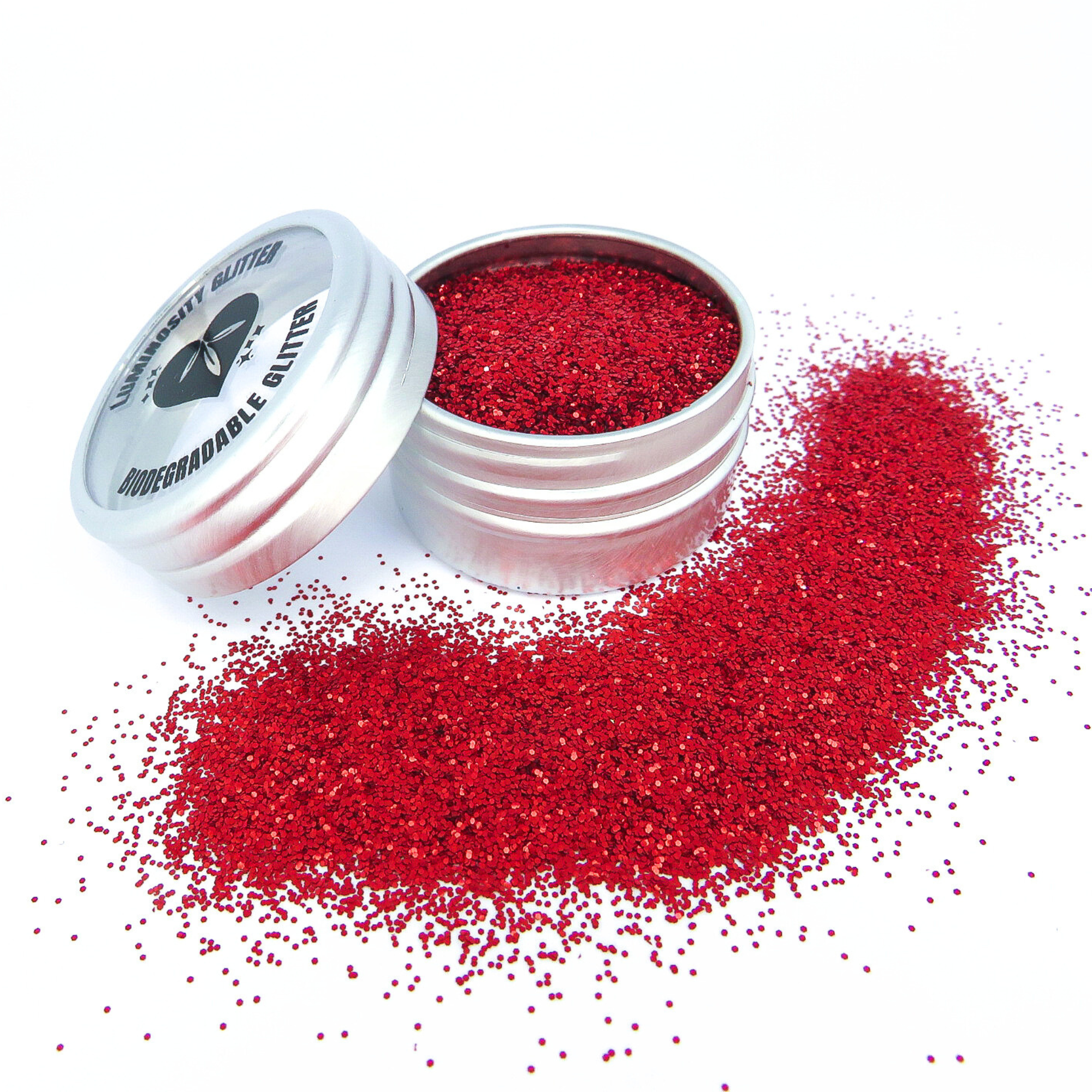 Ruby red biodegradable glitter in a true red shade.