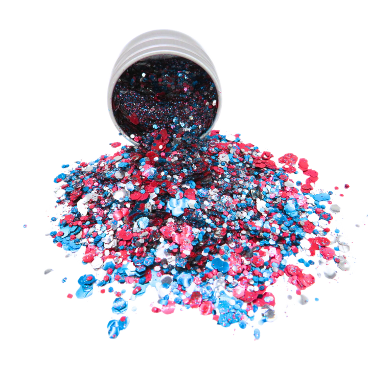 Britannia bling eco glitter blend of blue, silver and gold glitter for makeup, Eurovision parties and glitter crafts.