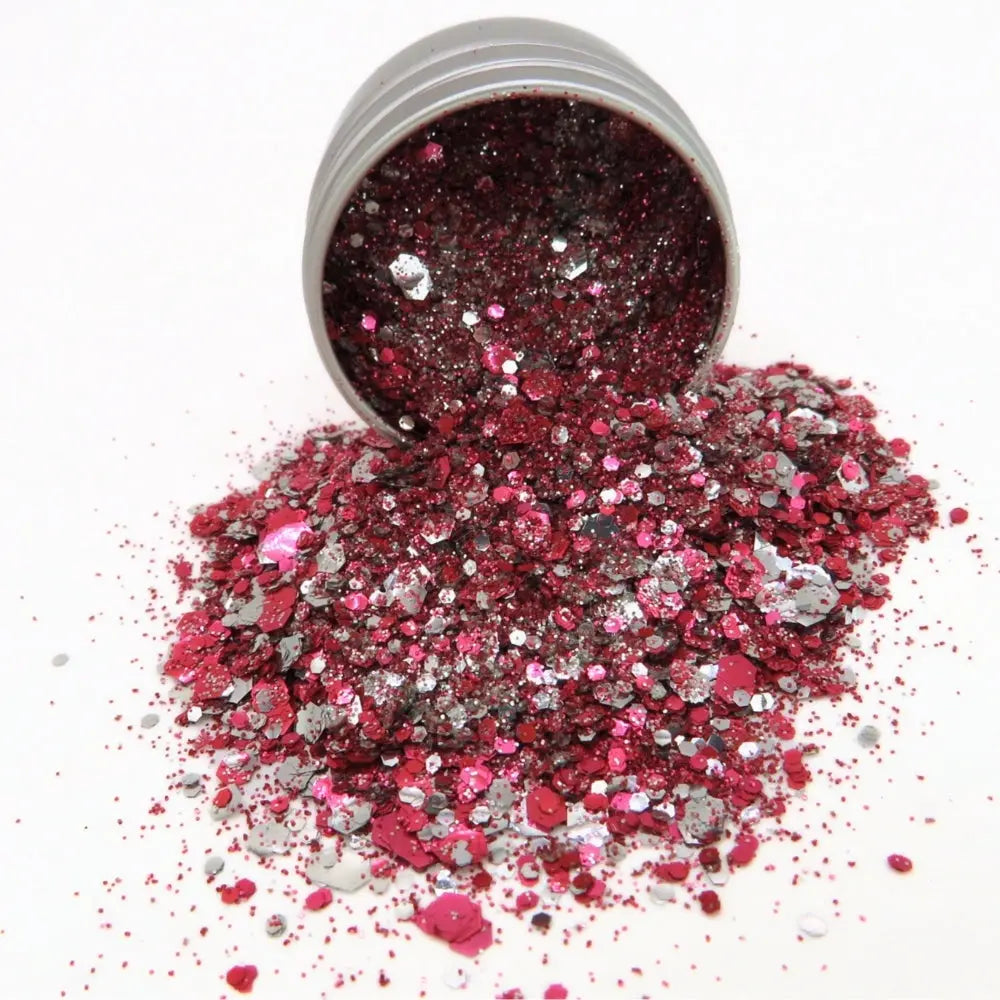 Candy cane Christmas Eco glitter mix of red and silver for a fun festive makeup.