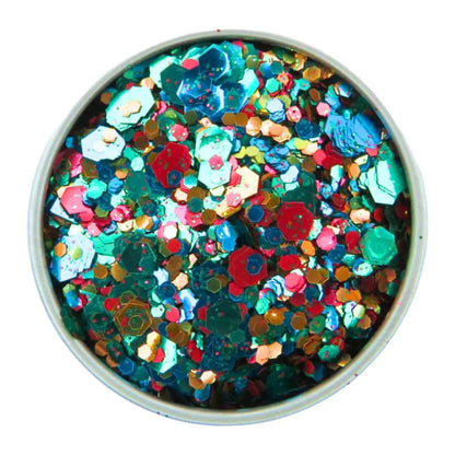 Chameleon blend of green, blue, red, gold and orange eco friendly glitter all mixed together for a beautiful blend.