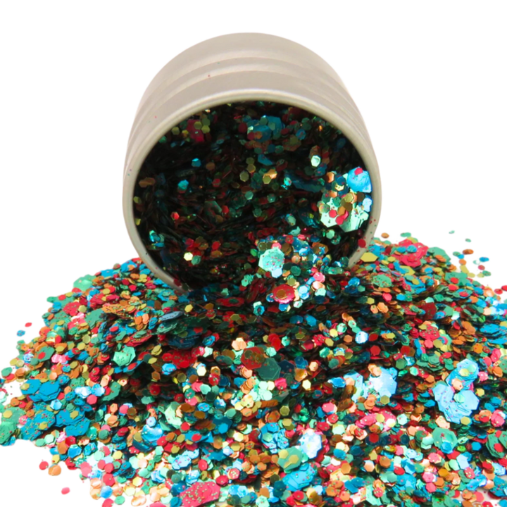 Chameleon loose eco friendly glitter in a 6 gram aluminium pot.