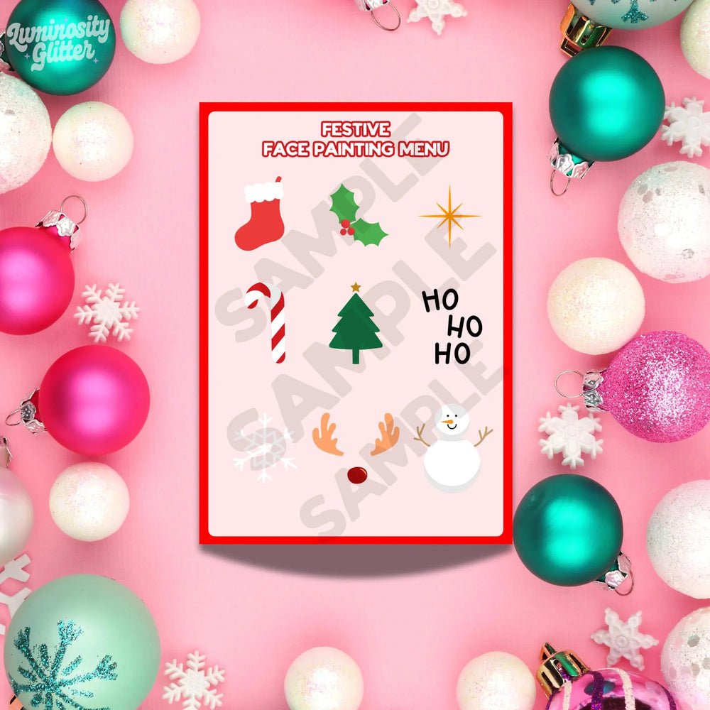 Christmas face painting menu board digital download 