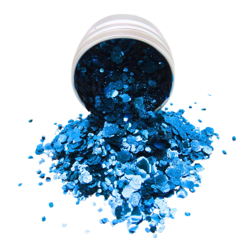 Cobalt blue blend of fine, chunky and super chunky eco friendly glitter.