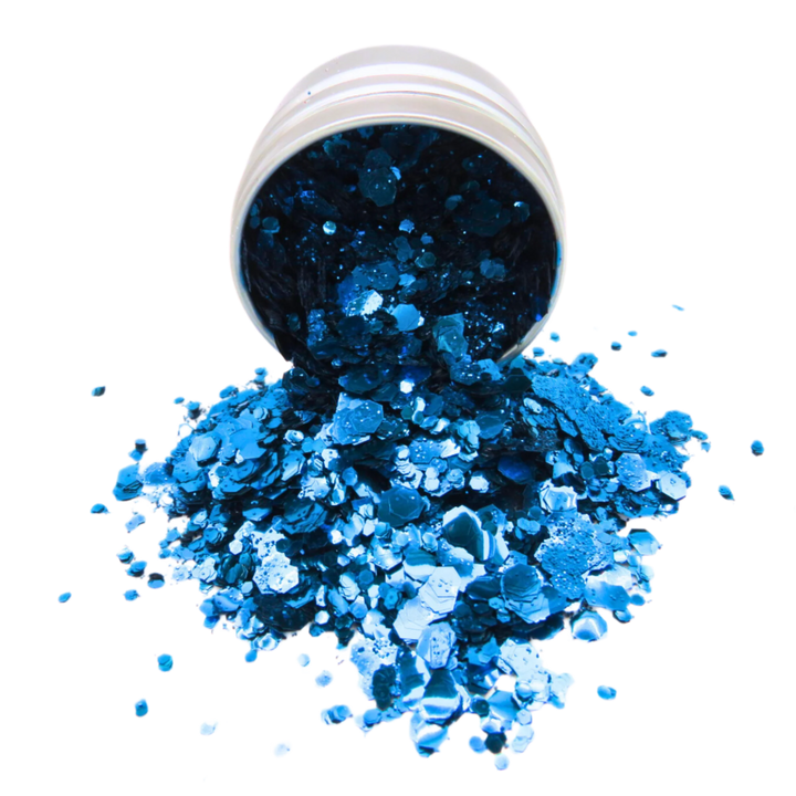 Cobalt blue blend of fine, chunky and super chunky eco friendly glitter.