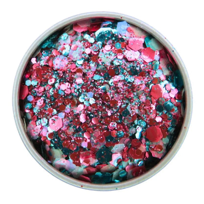 Cotton candy delight mix of turquoise, opalescent pink and blue and rose pink eco glitter in fine, chunky and super chunky sizing.