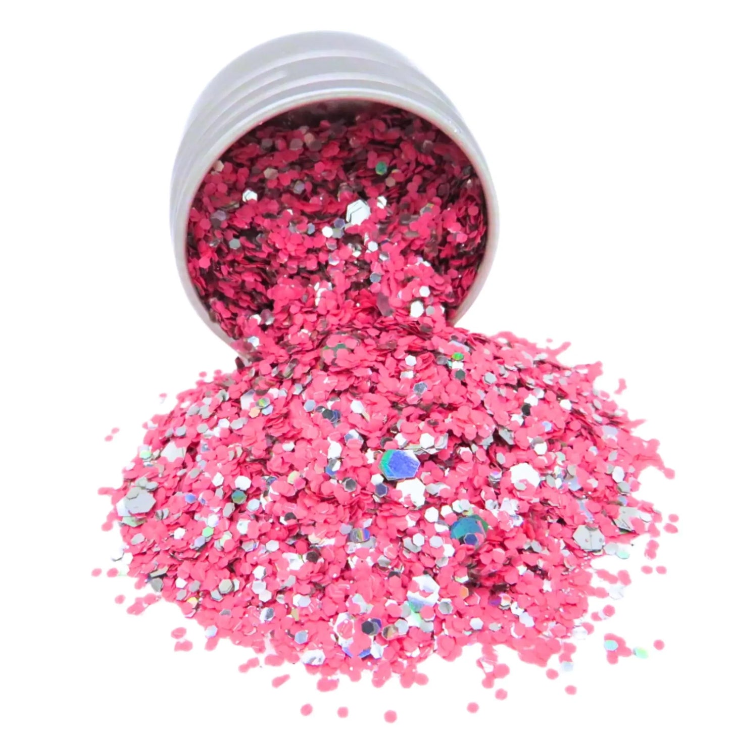 Disco Mingo blend of hot pink and silver eco friendly glitter.