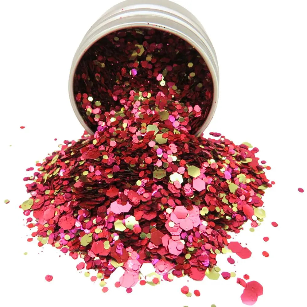 Dragon Heart biodegradable glitter blend in a 6 gram aluminium tin.