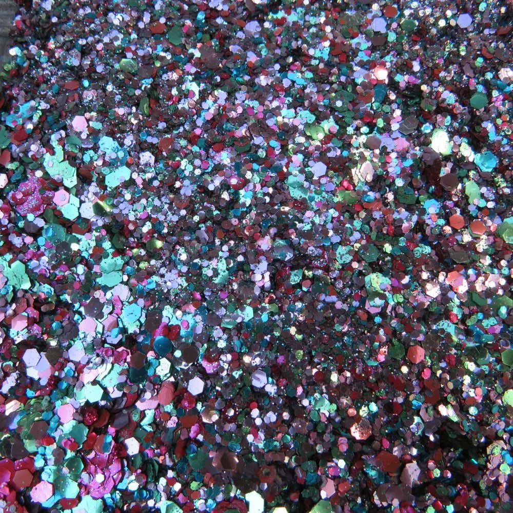 Close up of festival biodegradable glitter mix by Luminosity Glitter