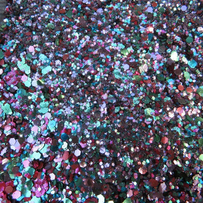 Close up of festival biodegradable glitter mix by Luminosity Glitter