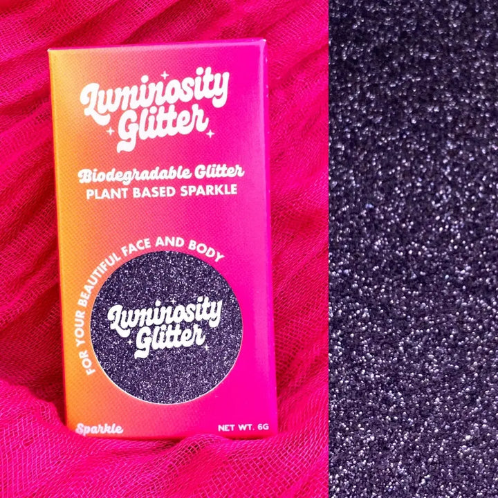 Purple fine biodegradable glitter.