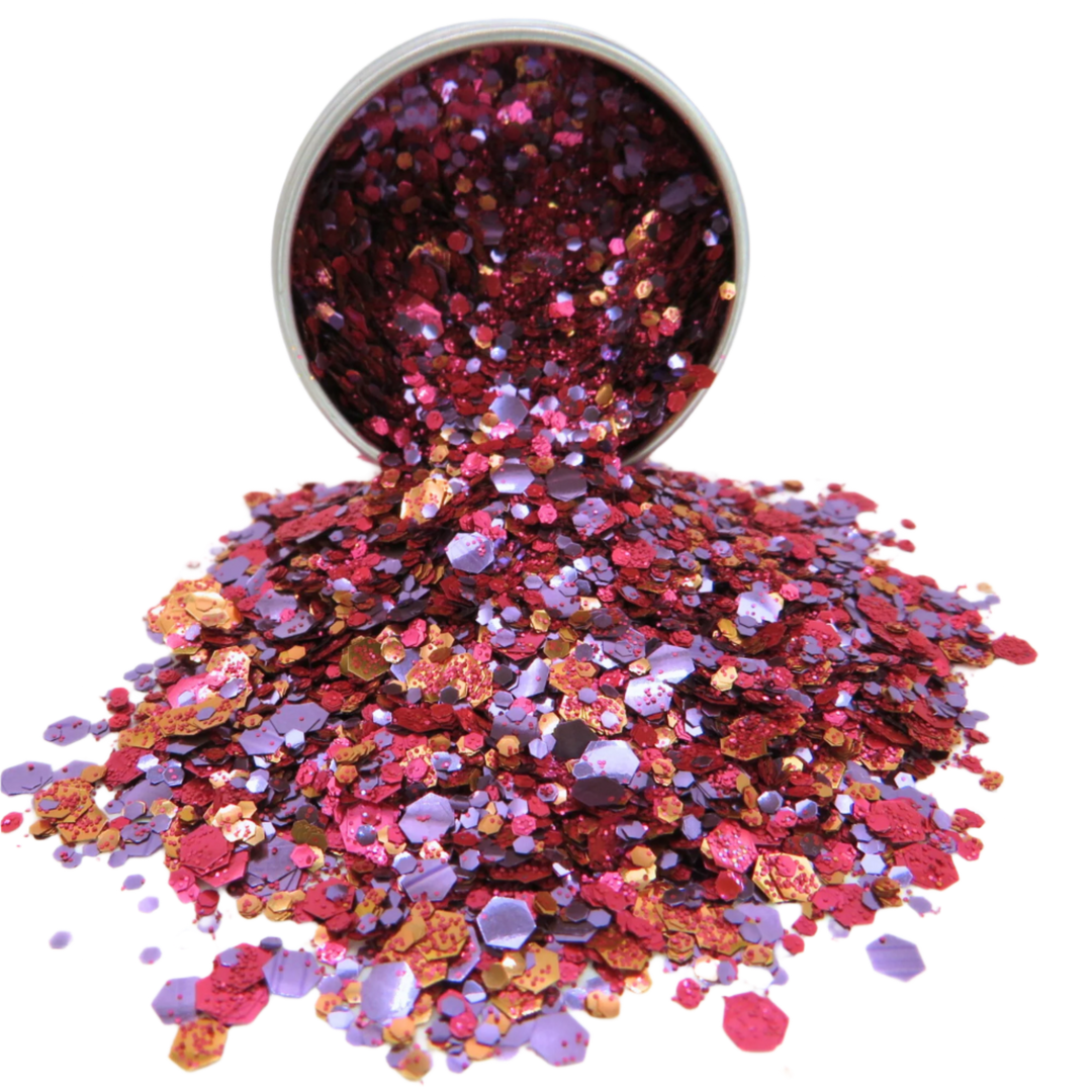 Firecracker eco glitter makeup blend of loose glitter.