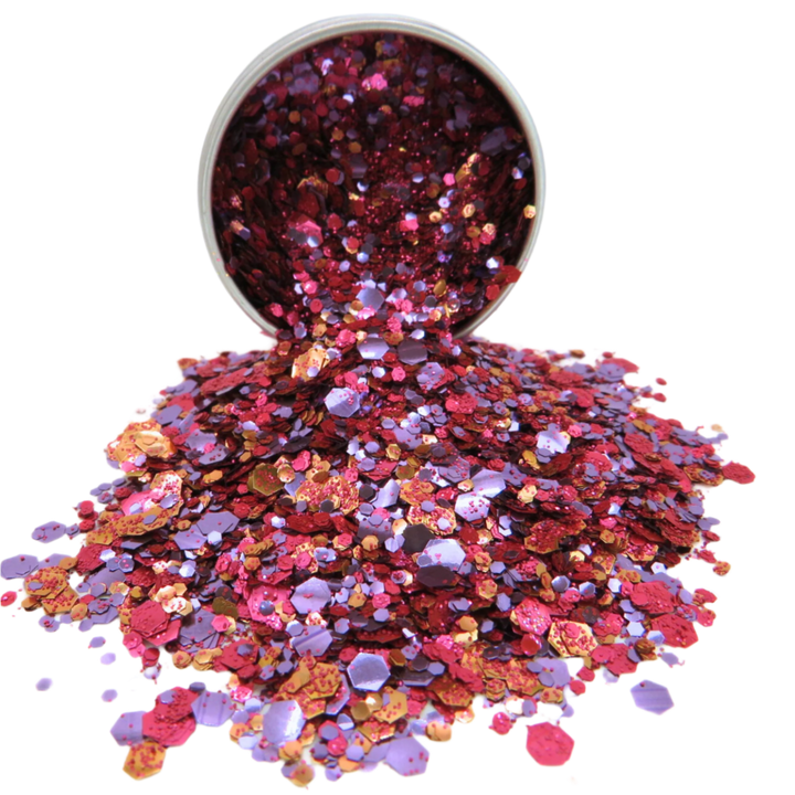 Firecracker eco glitter makeup blend of loose glitter.