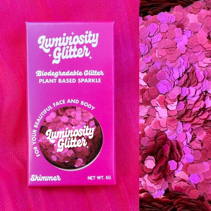 Fuchsia pink raspberry shimmer biodegradable glitter