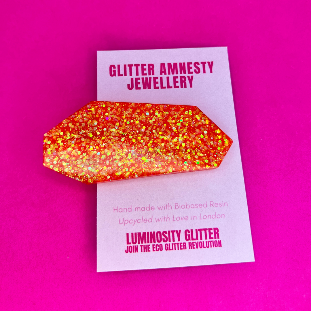 Orange glitter hair clip by Luminosity Glitter