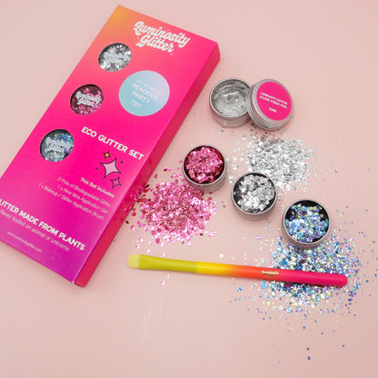 Peacock Party festival eco glitter set by Luminosity glitter.