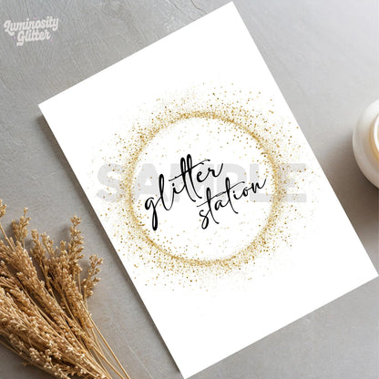 Gold Sparkles glitter station a4 printable sign for weddings and glitter bars.