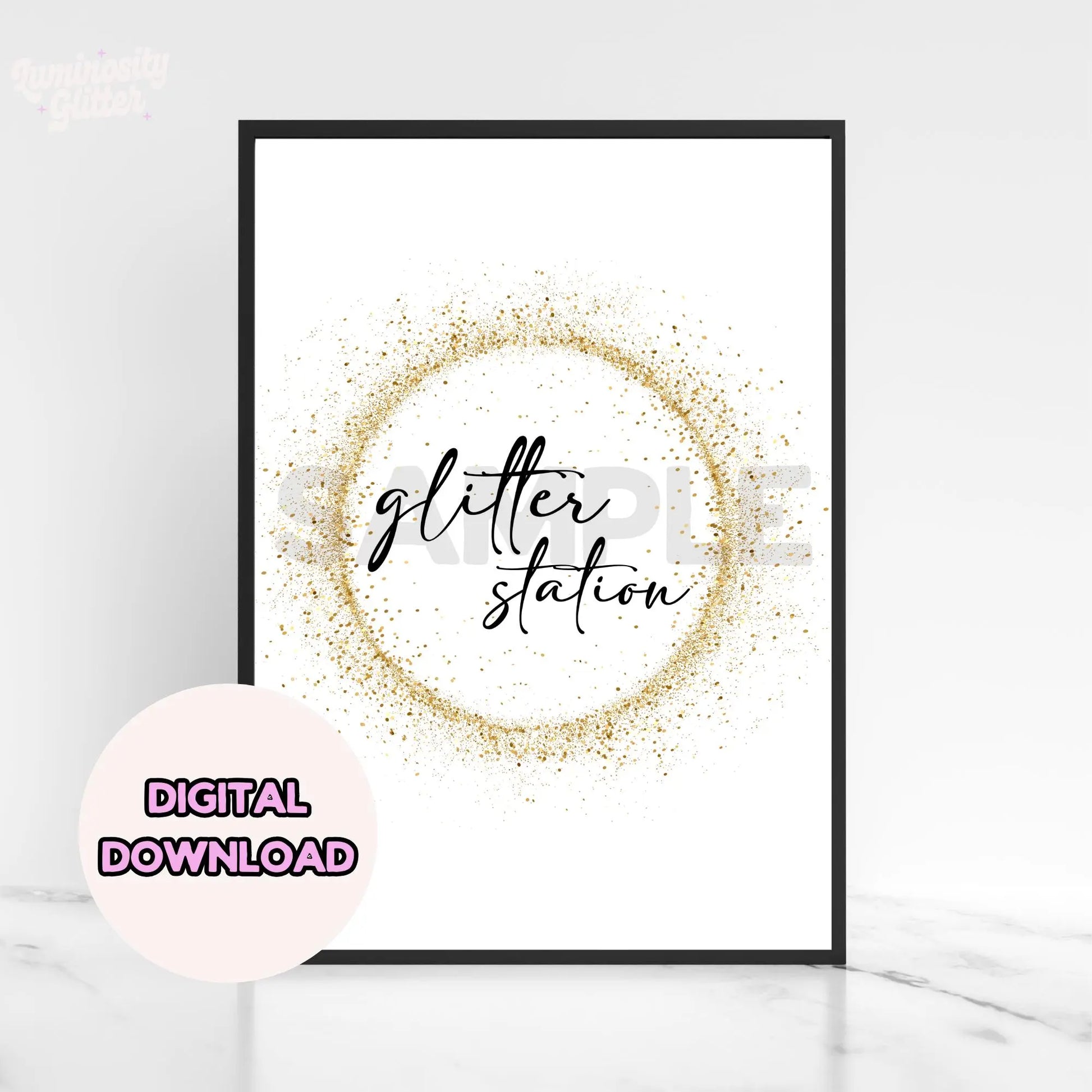 Glitter station a4 portrait printable sign for weddings and parties.