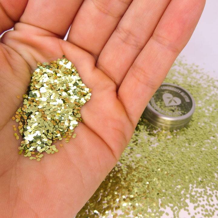 Gold chunky festival glitter for face and body