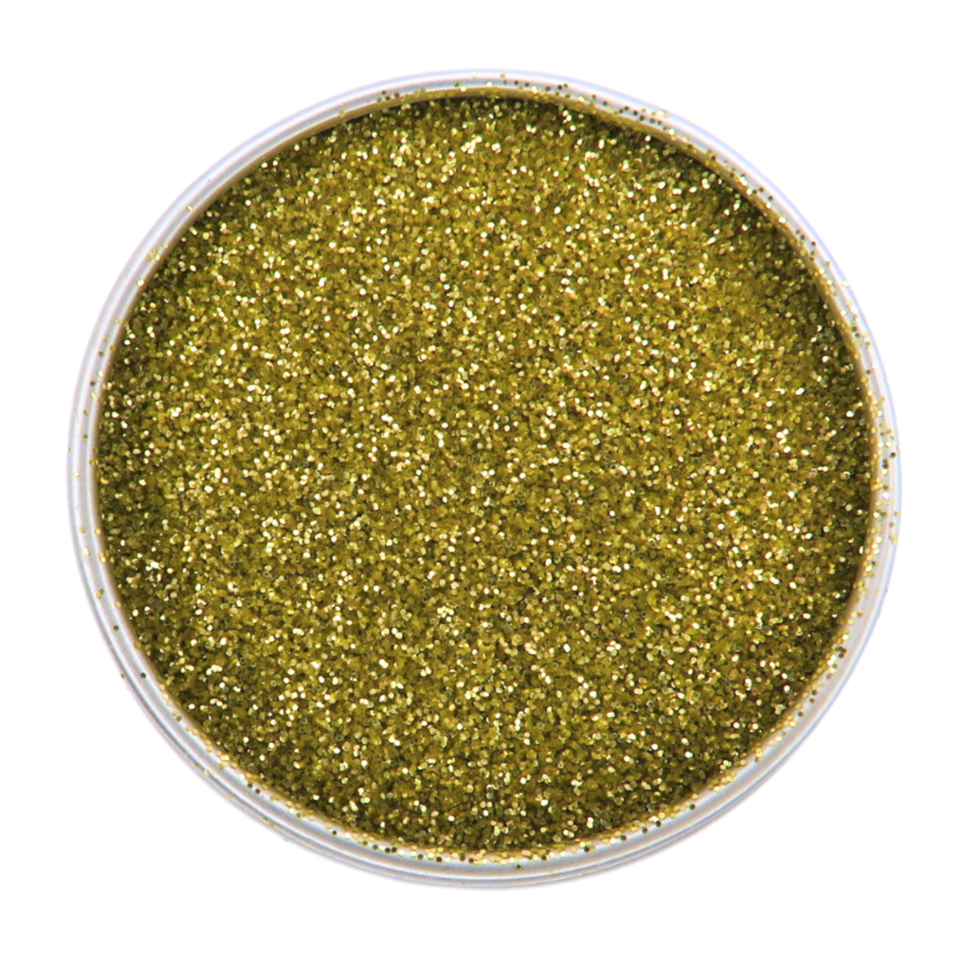 Gold fine christmas eco friendly glitter in a round aluminium pot.