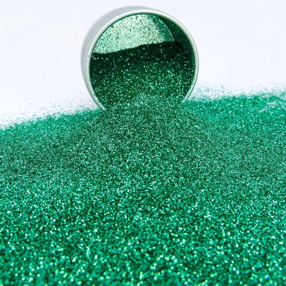 Fine green eco glitter makeup.