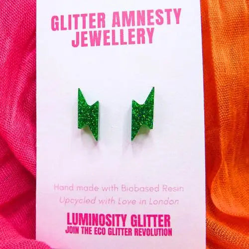 Stud Glitter Earrings - Emerald Green Luminosity Glitter