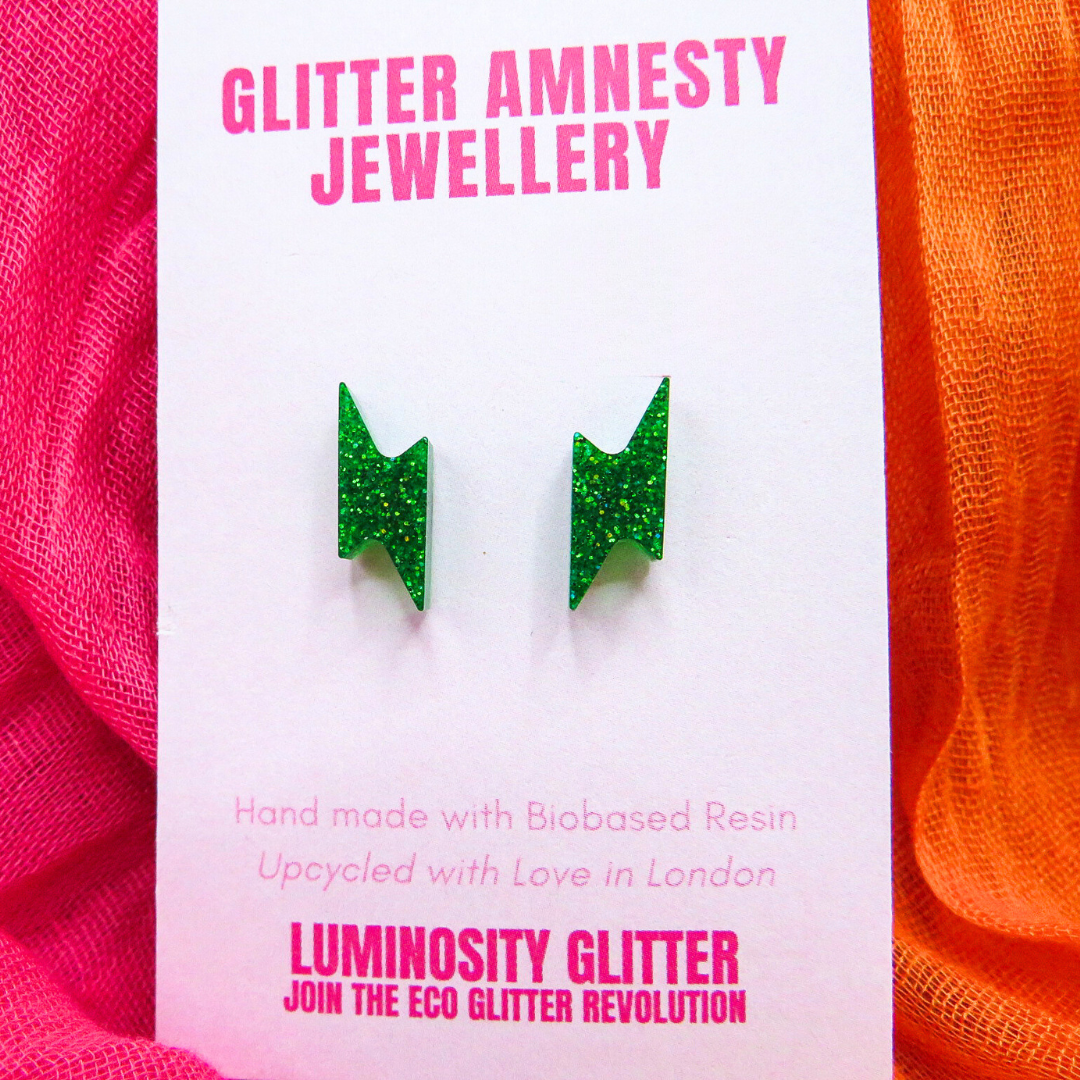 Stud Glitter Earrings - Emerald Green