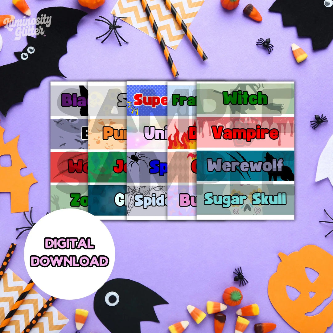 Halloween face painting menu board word cards for downloading and printing at home.