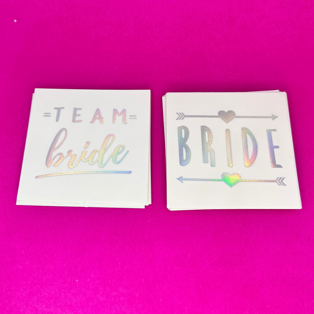Silver Holographic Bride Temporary Tattoo Transfers