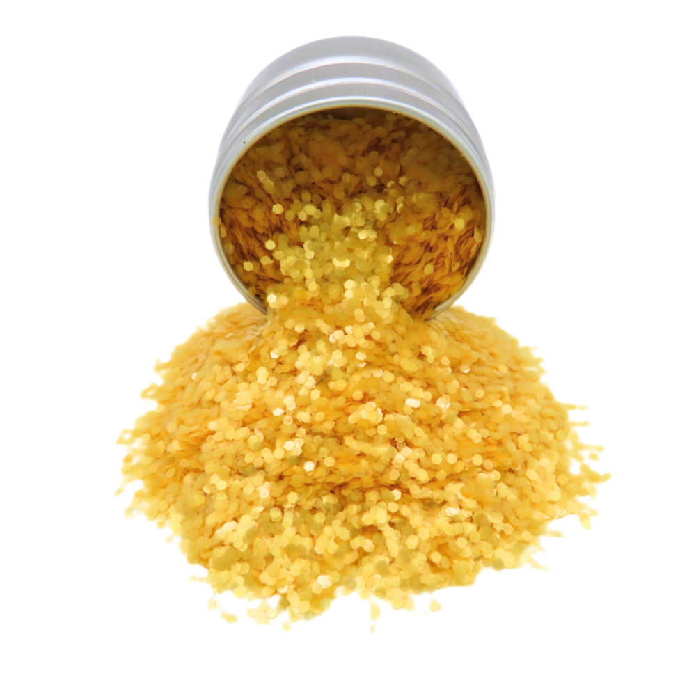 Honey gold chunky eco friendly glitter in a 6 gram aluminium pot