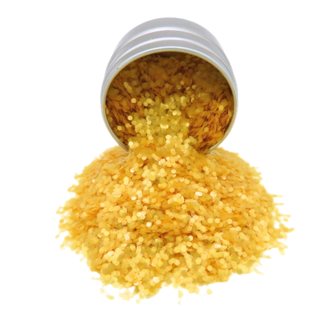 Honey gold chunky eco friendly glitter in a 6 gram aluminium pot