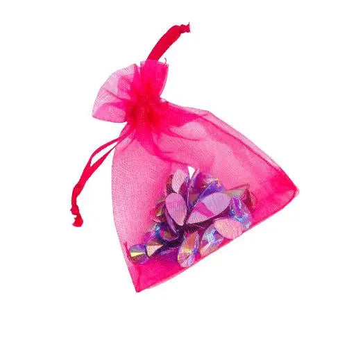 Ice blue festival face gems in a pink organza bag by Luminosity Glitter. Reusable and designed to be kept safe in their little bag after use.