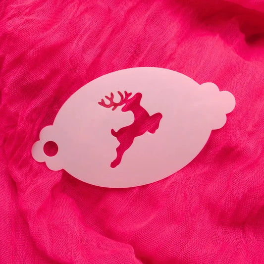 A leaping reindeer glitter and face painting stencil