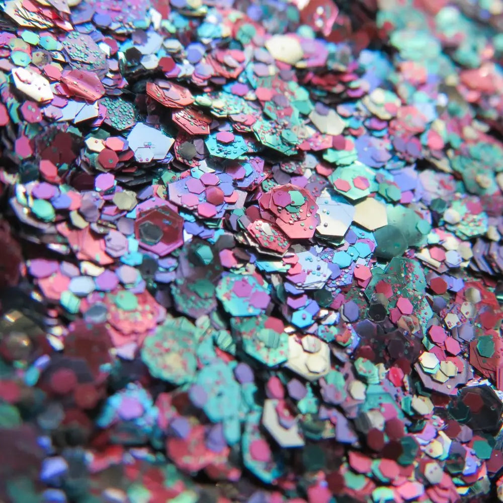 Lyra bioglitter mix made with pink, purple, turquoise and silver eco friendly glitter.